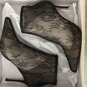 Badgley Mischka Black Lace Heeled Boots